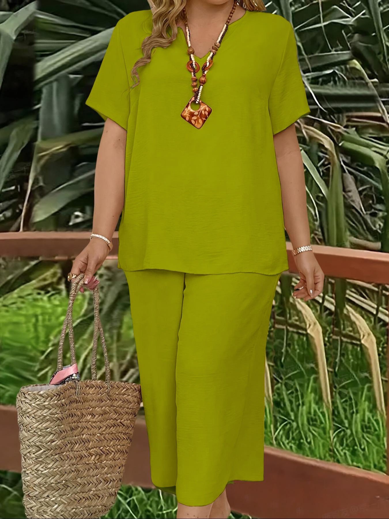 [Mühelos einen stilvollen Look kreieren] Frisches, bequemes Freizeit-Set