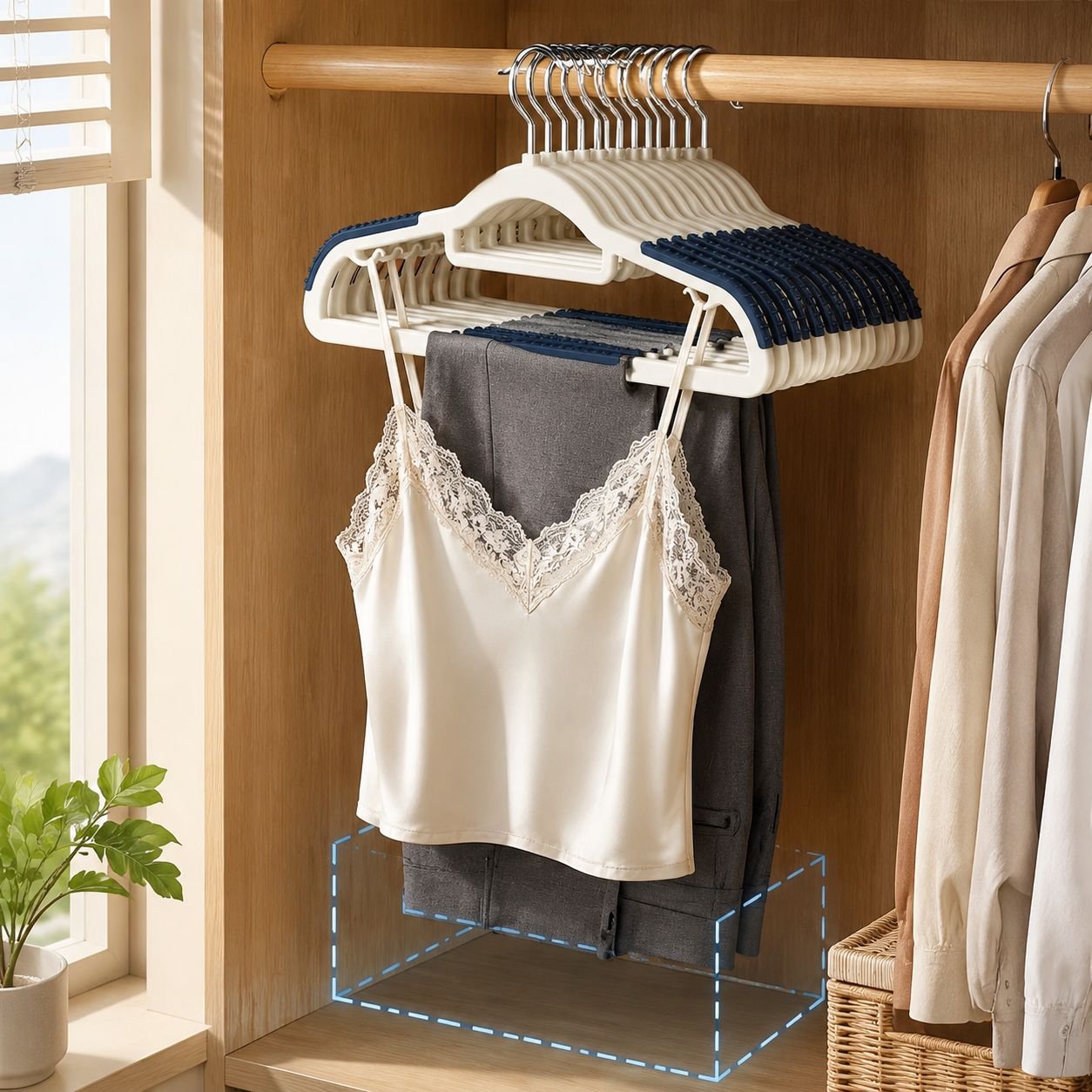 Colorful non-slip plastic hangers for clothes organization