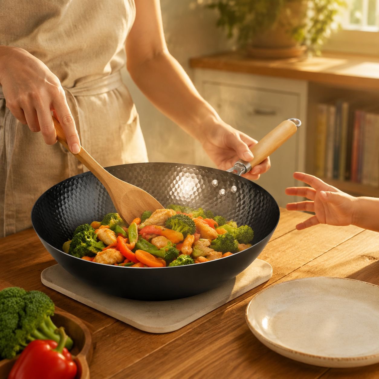 Humanized Handle Uncoated Nonstick Pan for Healthy Cooking