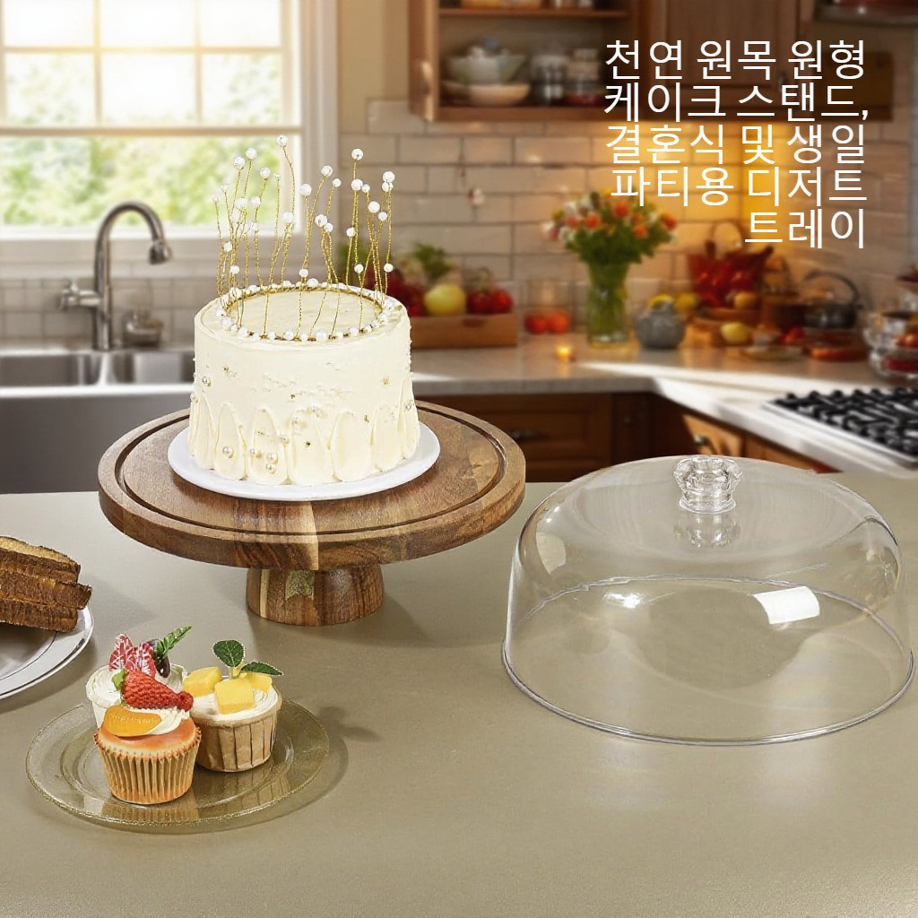 고급 원목으로 제작된 케이크 받침대