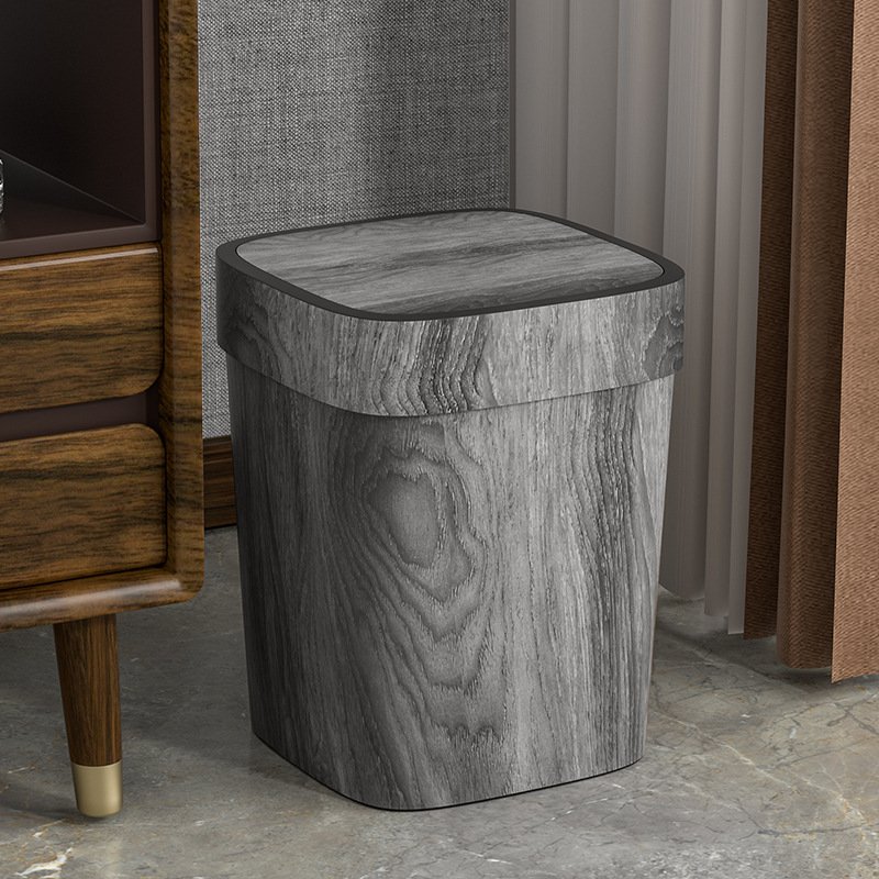 Nordic Minimalist Wooden Texture Waste Bin