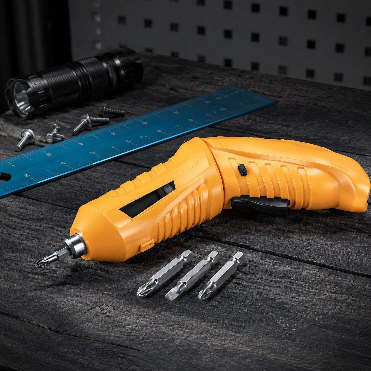 Yellow folding lithium electric screwdriver USB data cable charging mini screwdriver electric screwd