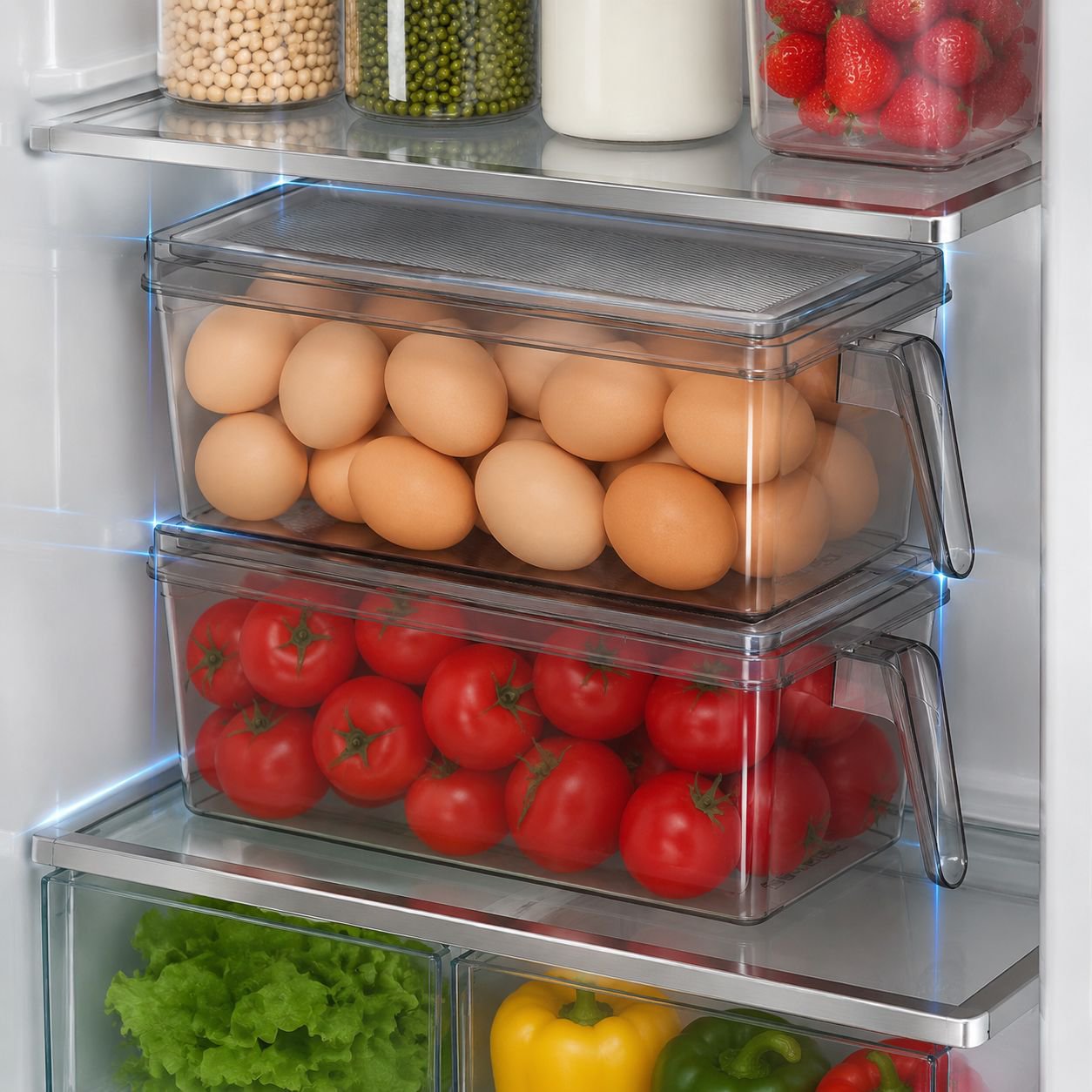 Multi-functional Refrigerator Storage Box with Handle