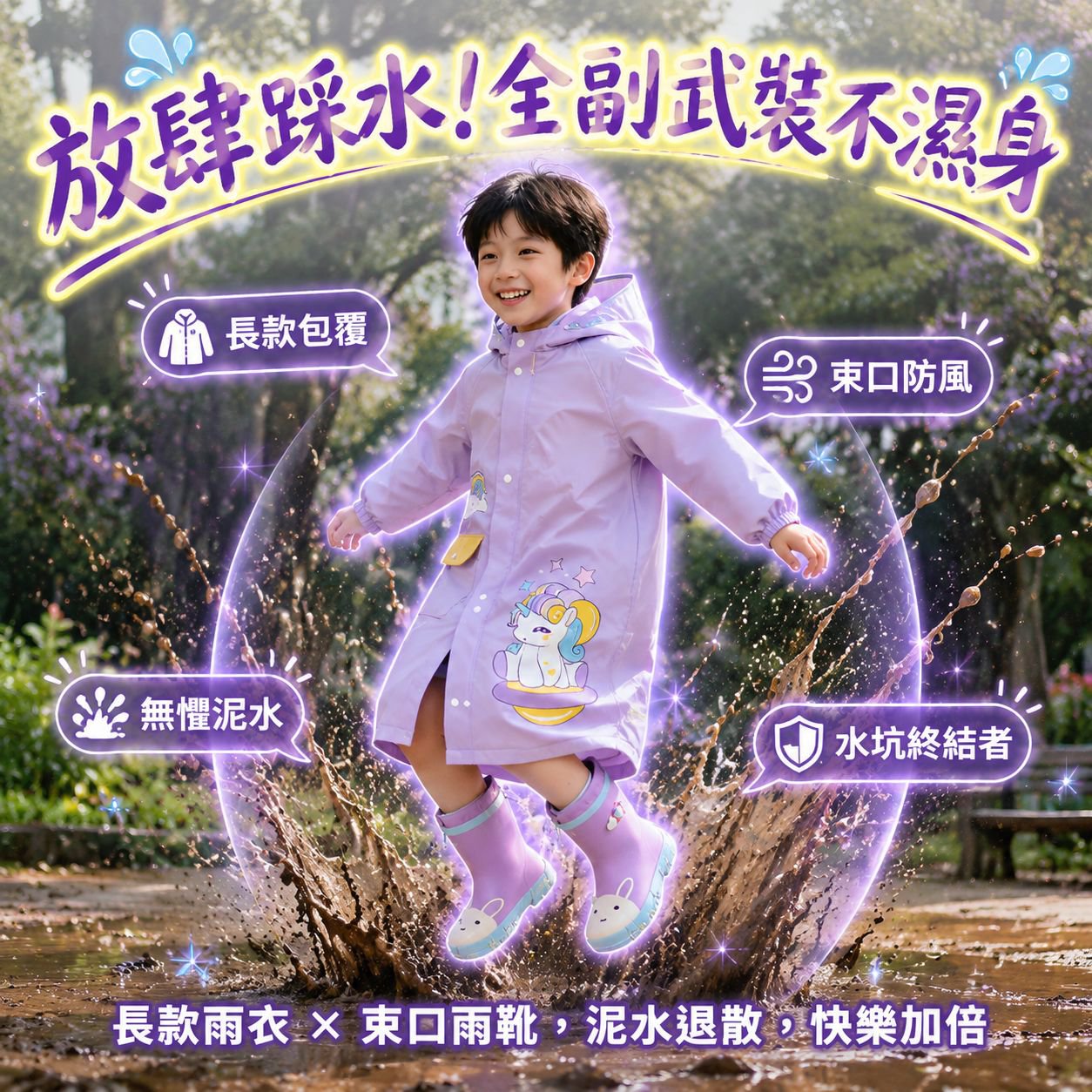小學生兒童雨衣 一體式防暴雨書包位雨披