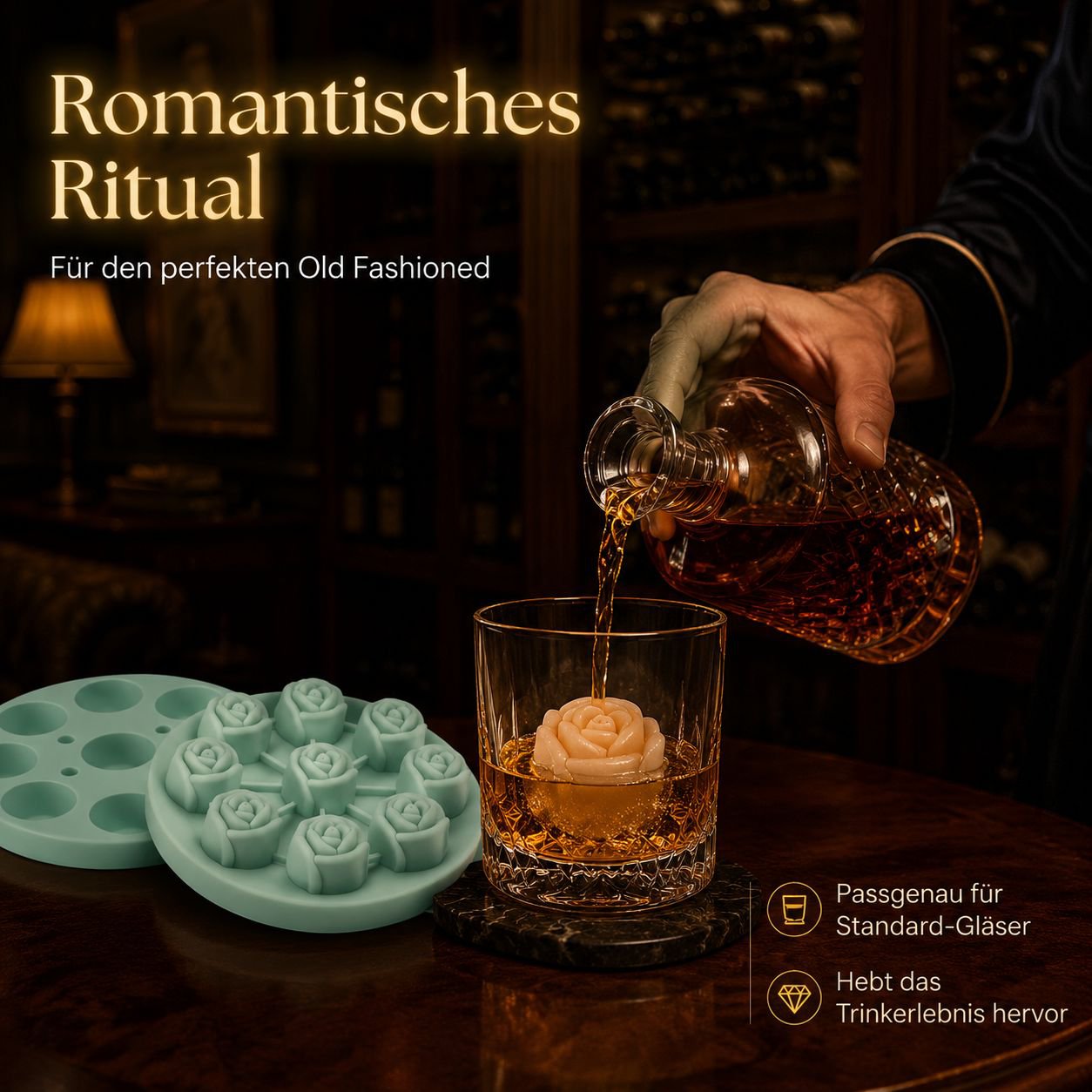 Kreative Silikon-Eiswürfelform in Rosenform, Eismacher für Whisky und Getränke