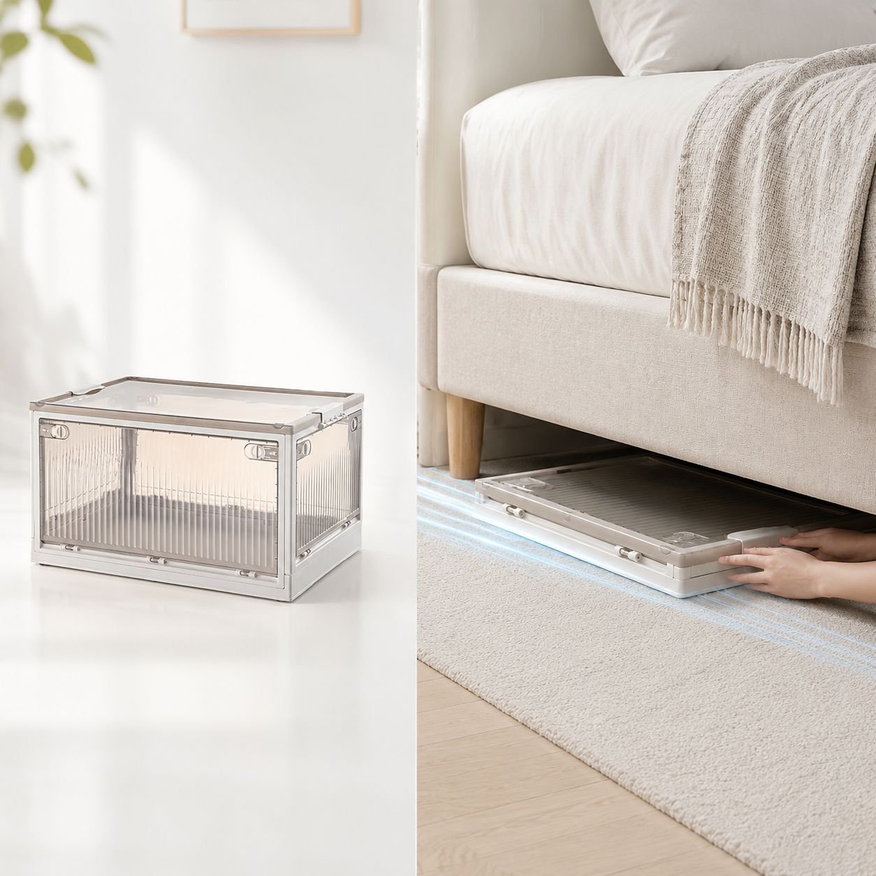 Armario plegable de plástico grueso, caja de almacenamiento para ropa y colchas