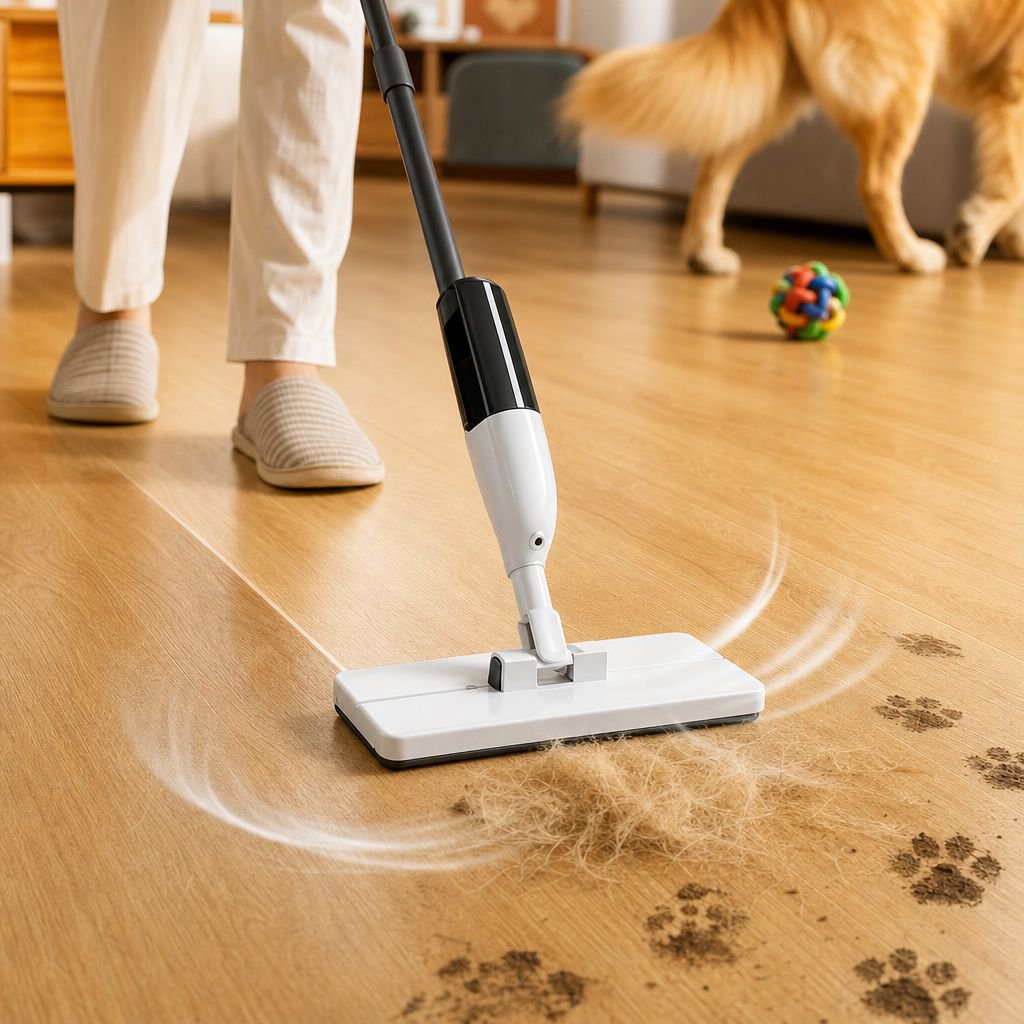 JMY-Spray Flat Mop, Hands-Free Spray Mop with Cloth Clip, Household Dry and Wet Dual-Use Mop for Laz