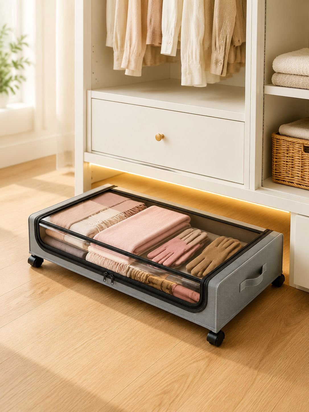 Unterbett-Aufbewahrungsbox mit stabilem Deckel