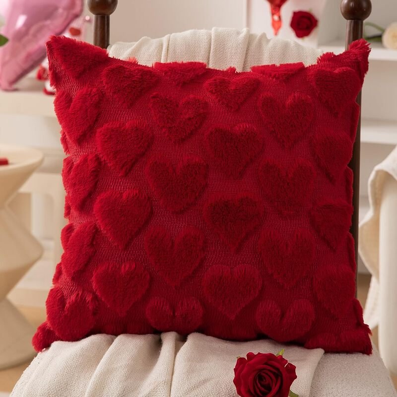 Vỏ gối nhung hình trái tim cho ngày Valentine thích hợp cho ghế sofa phòng khách