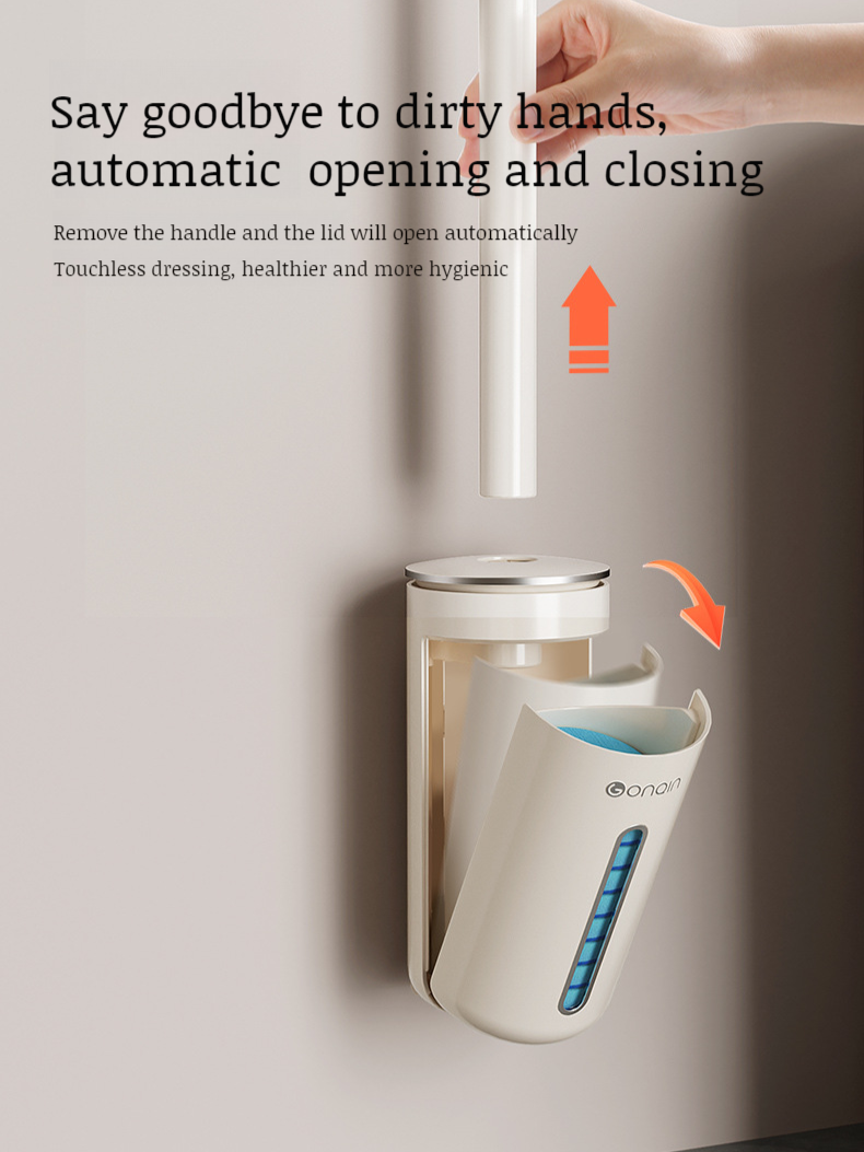 Wall-Mounted Replaceable-Head Toilet Brush