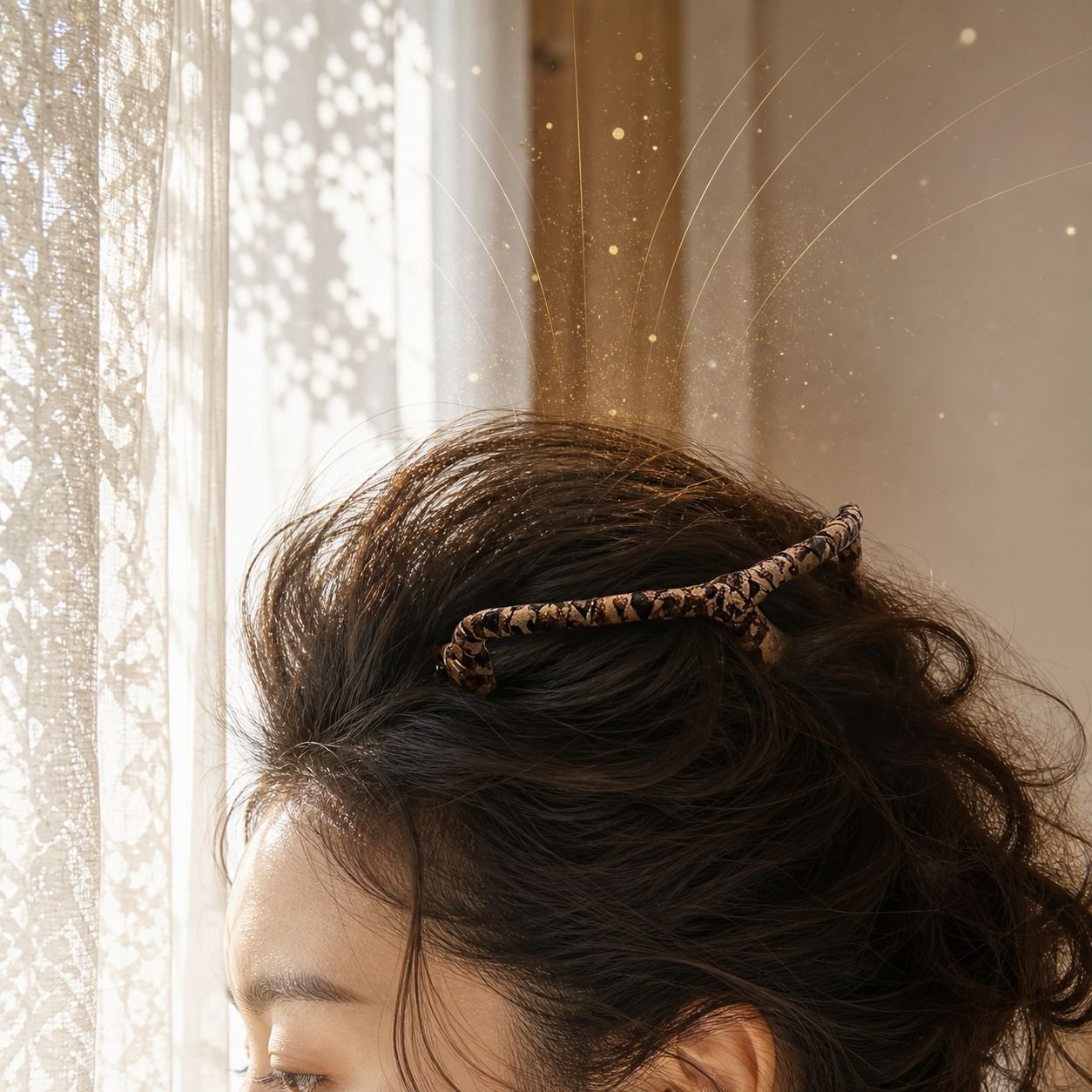 高級感のあるヒョウ柄のメガネ用ヘッドバンド。ファッショナブルでスタイリッシュな女性用ヘッドバンドで、頭頂部をしっかりホールド。お出かけに最適な万能ヘアクリップです。