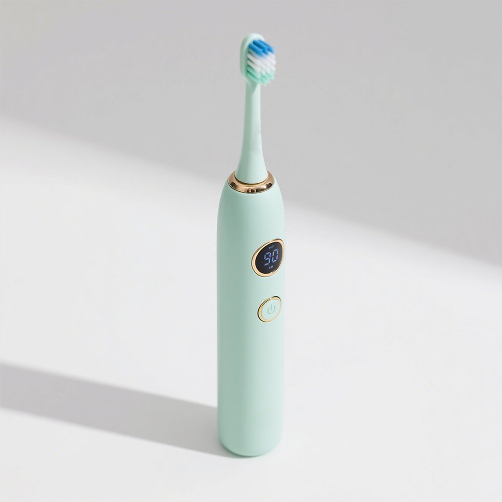 Čistý polymerový elektrický zubní kartáček v moderním designu