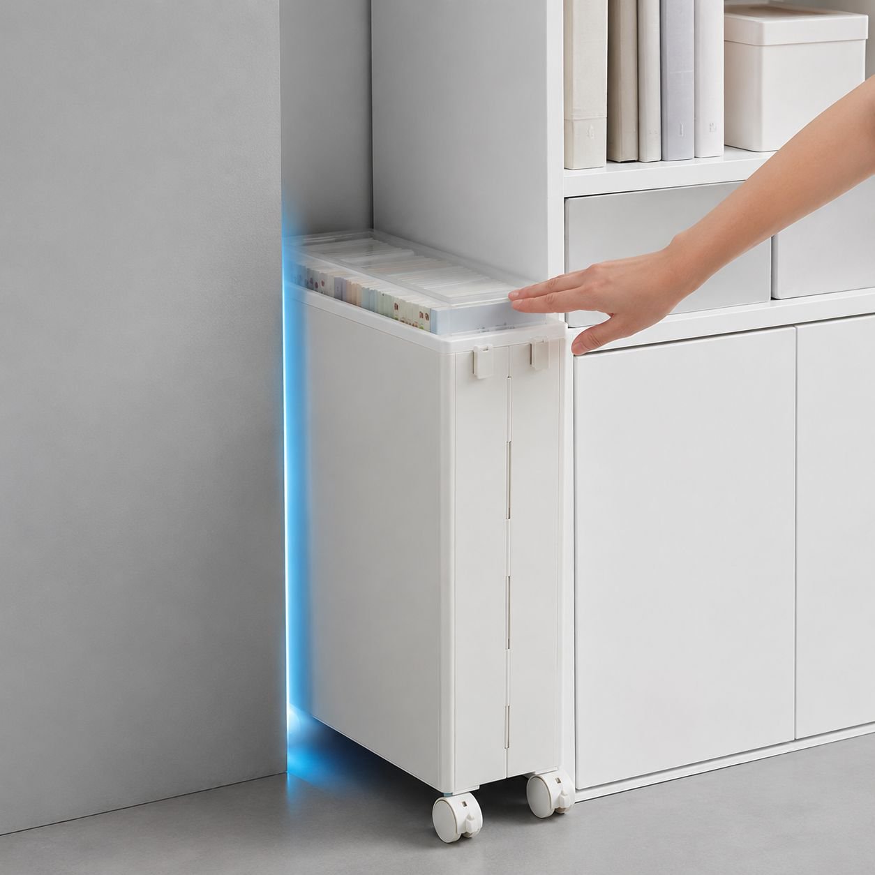 Wheeled Foldable Under-Desk Storage Trolley for Books and Sundries
