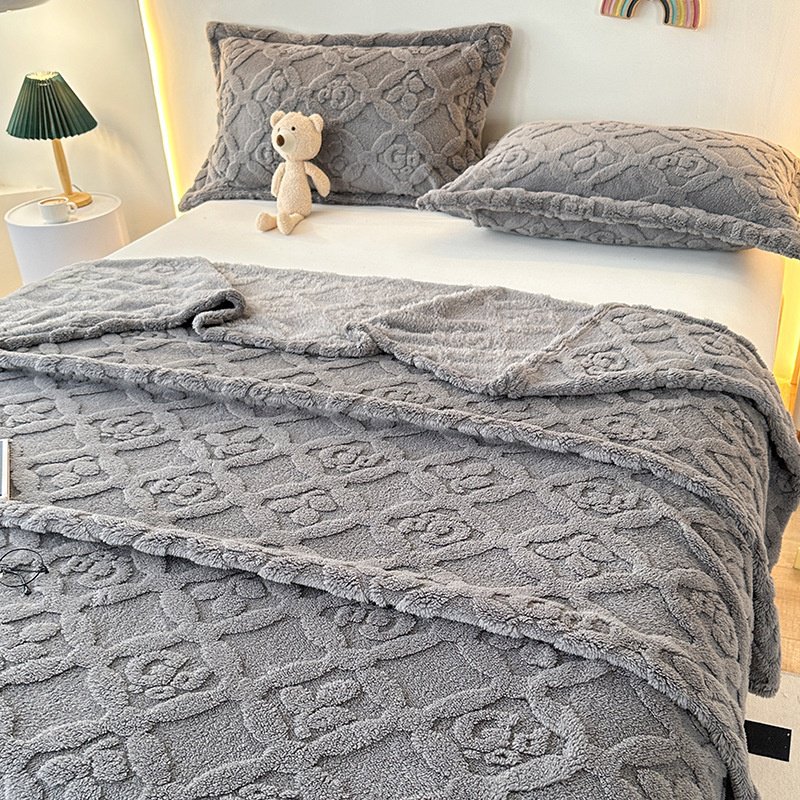 Samt Verdickte Korallenfleece Jacquard Decke Überwurfdecke