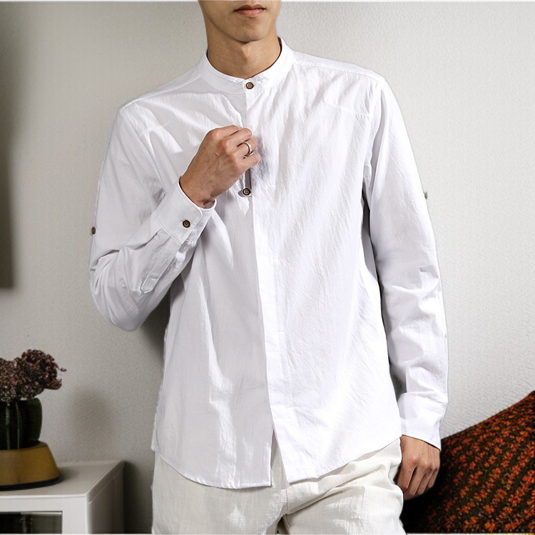 트렌디한 남자 차이나넥 셔츠 이미지