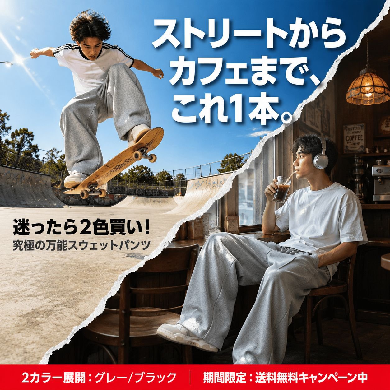 メンズ春秋新作グレーのストレートカジュアルスウェットパンツ