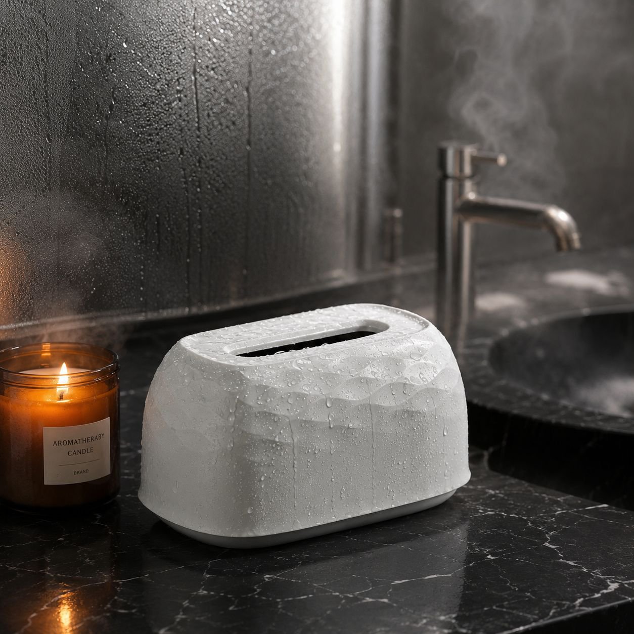Elegant water ripple tissue holder for office