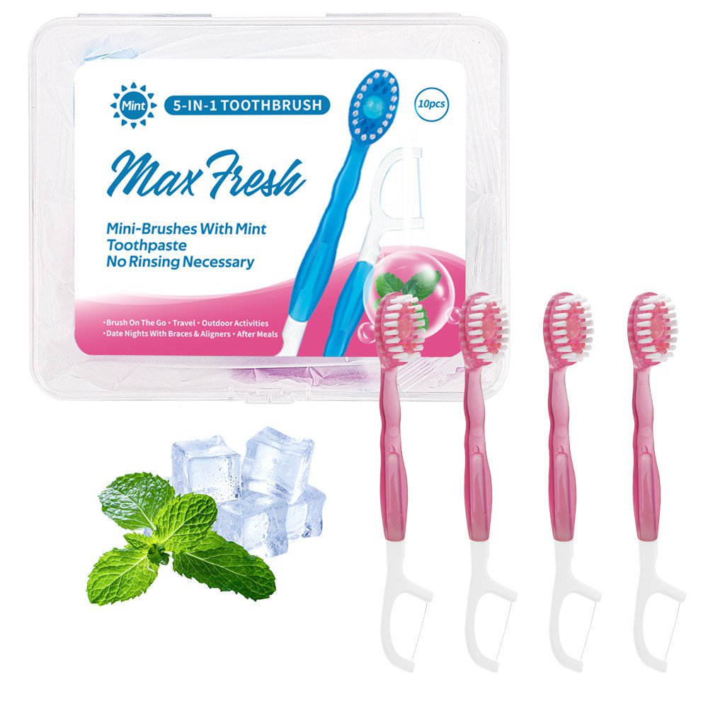 Travel Portable Mini Bead Toothbrush Set (10pcs) – No Rinse, Multi-use
