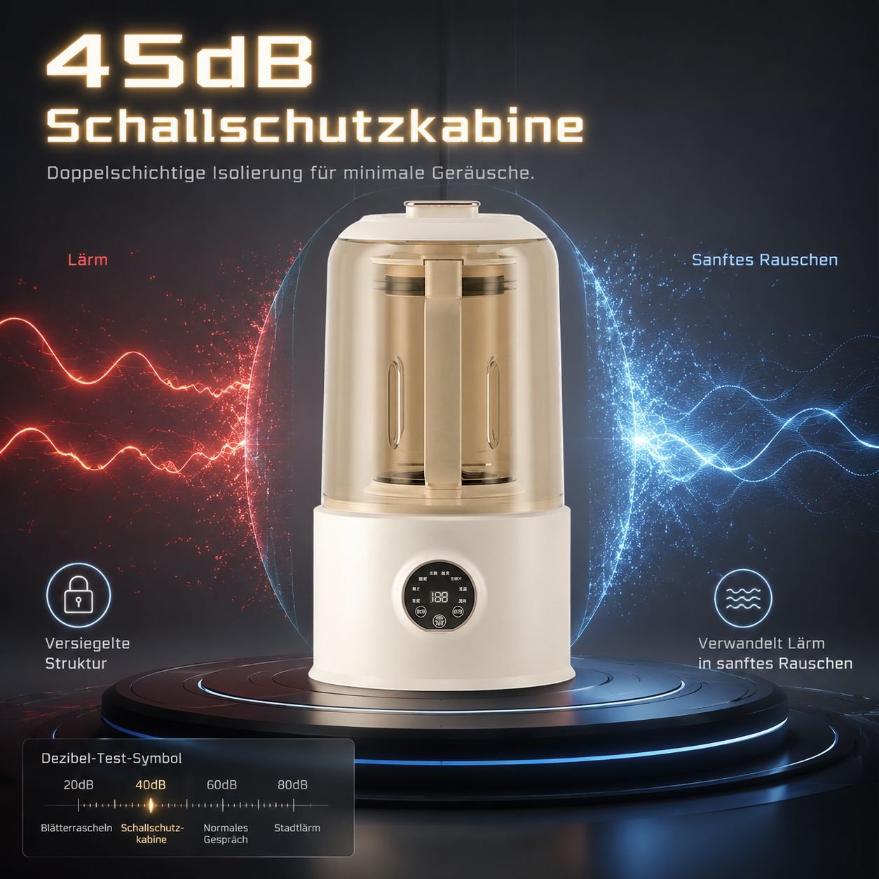 Kompakte Haushaltsmaschine für Sojamilch/Reisbrei/Saft, Vakuum-Hochleistungsmixer