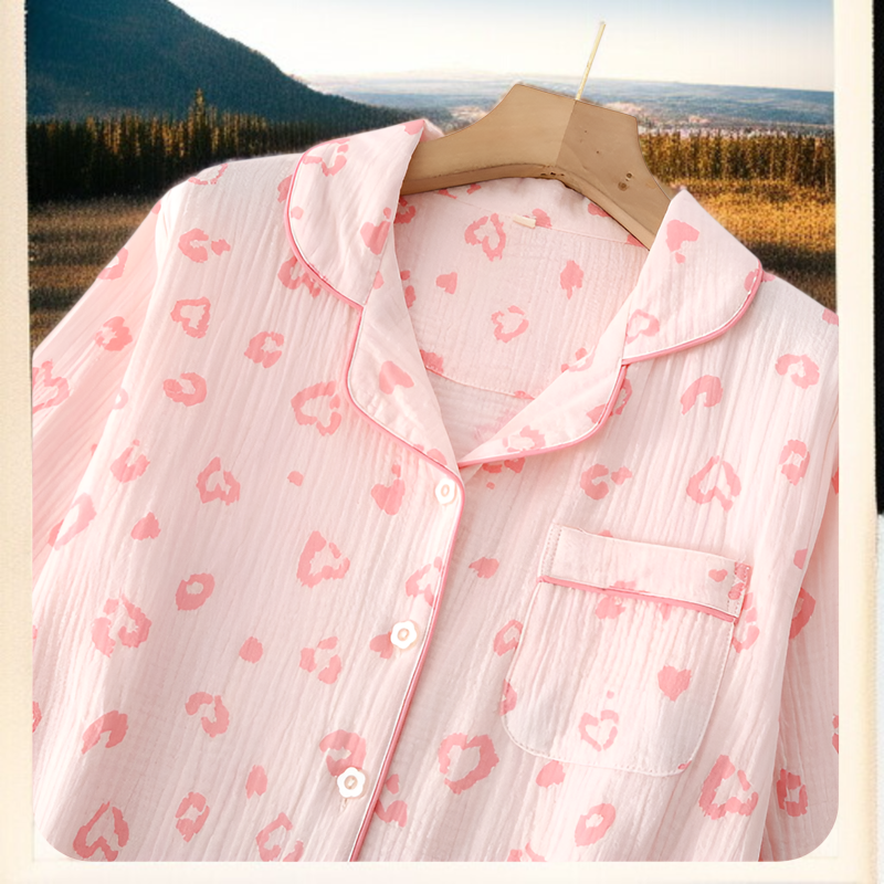 長袖ラペルカーディガンデザインのホームウェア