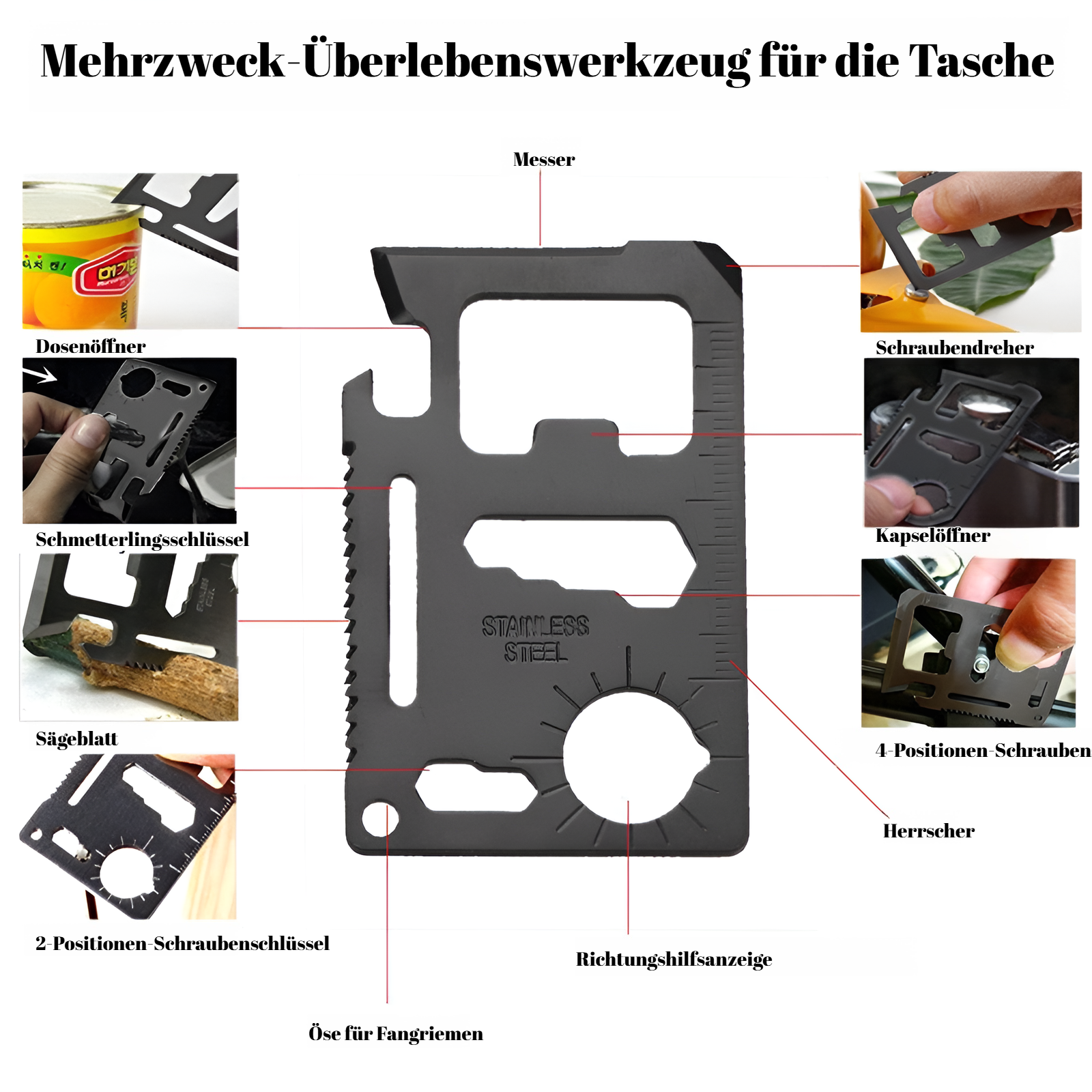 Kompaktes Outdoor-Survival-Werkzeugset