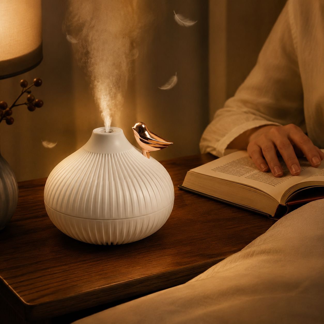 Onion Shape Silent Humidifier, Warm Light and Gentle Mist for Romantic Ambience