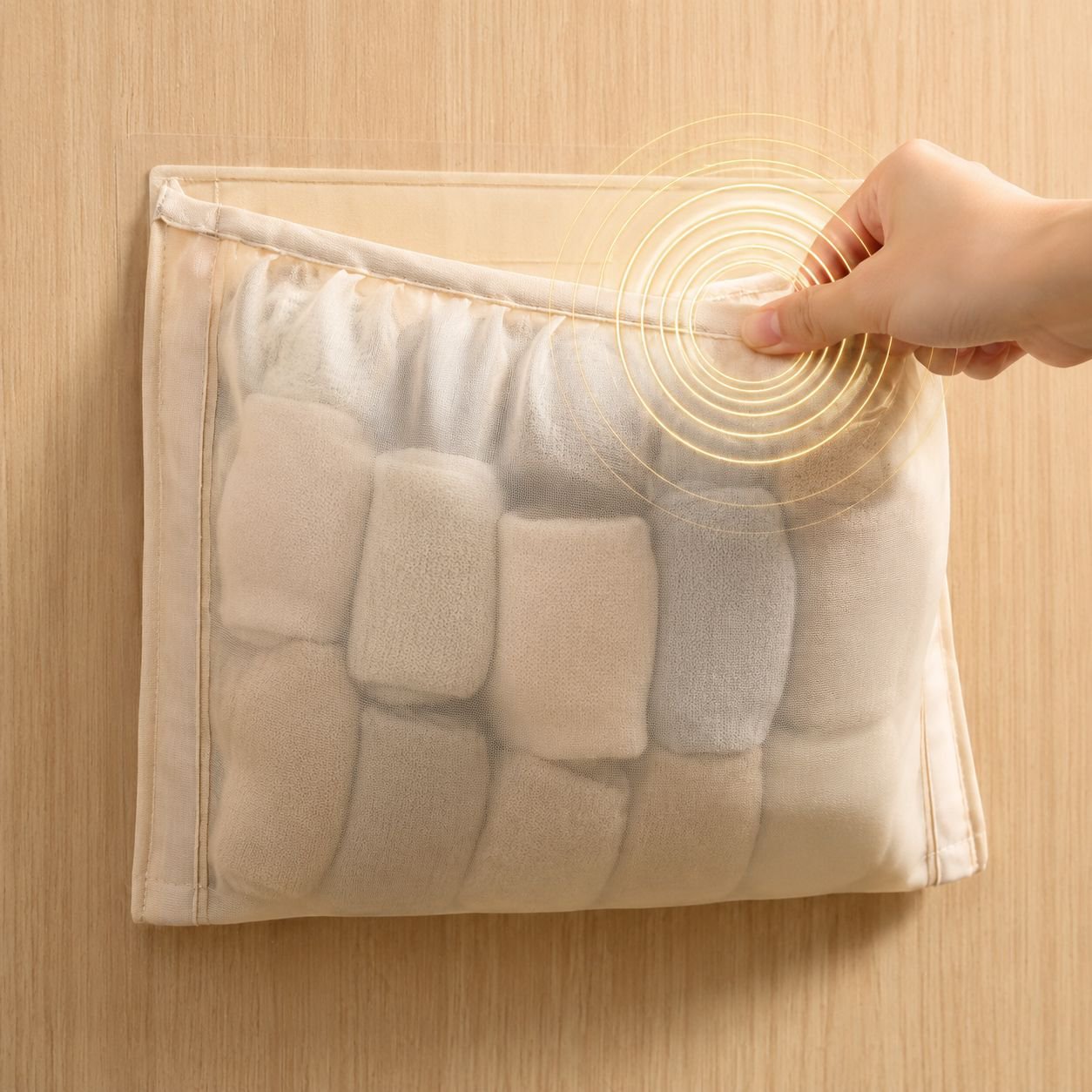 Sac à sous-vêtements en maille suspendu derrière la porte
