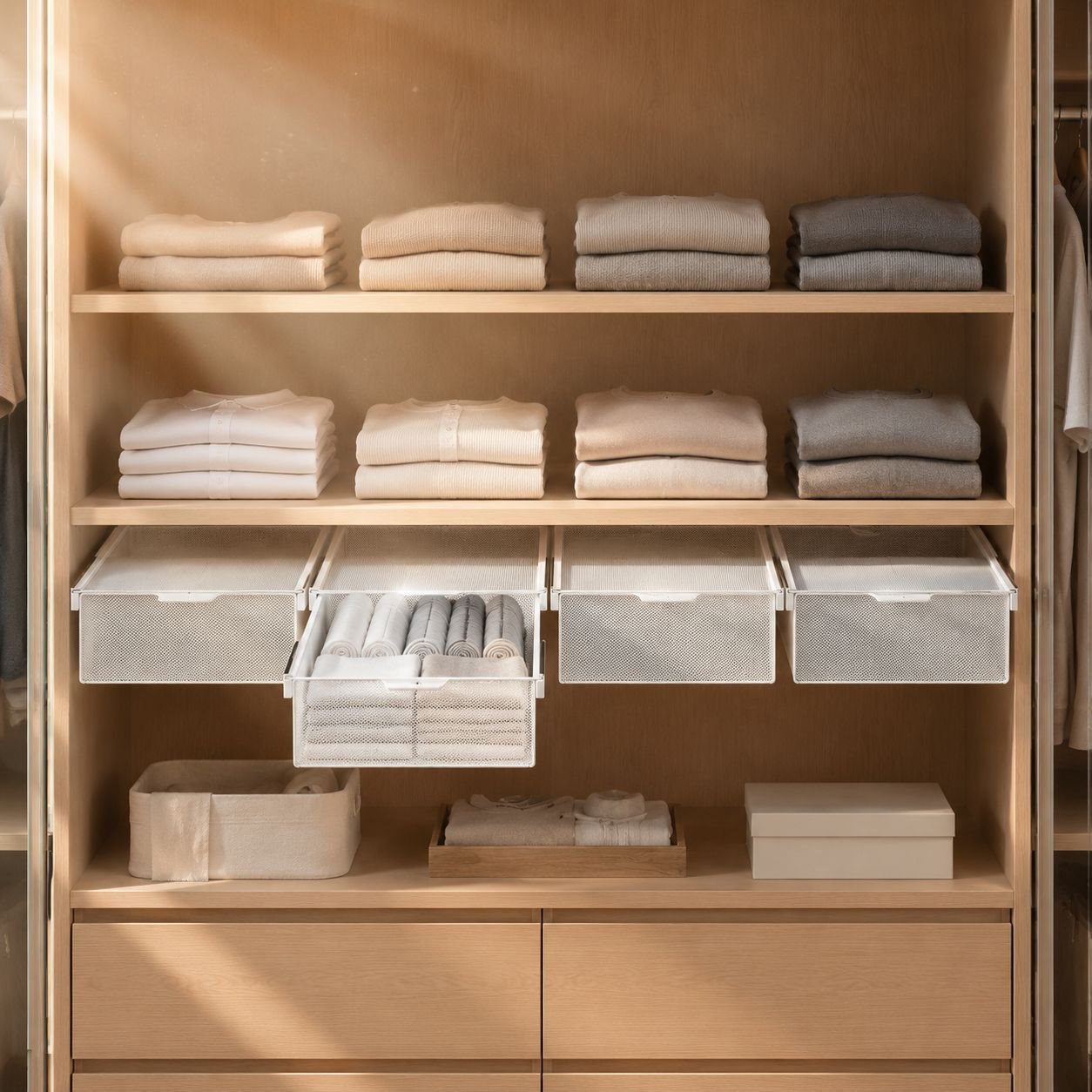 Stapelbares und anpassbares Regal für Socken und Dessous