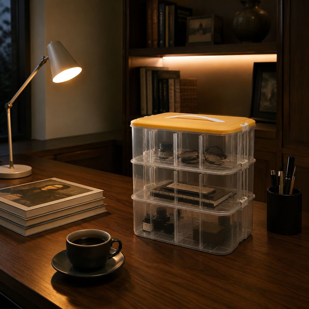 Caja transparente de gran tamaño para oficina o casa