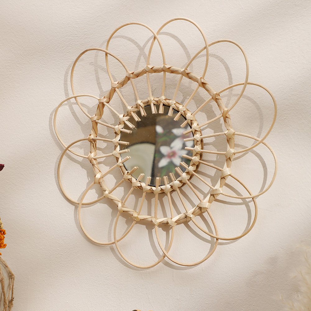 Decoración de espejo de bambú