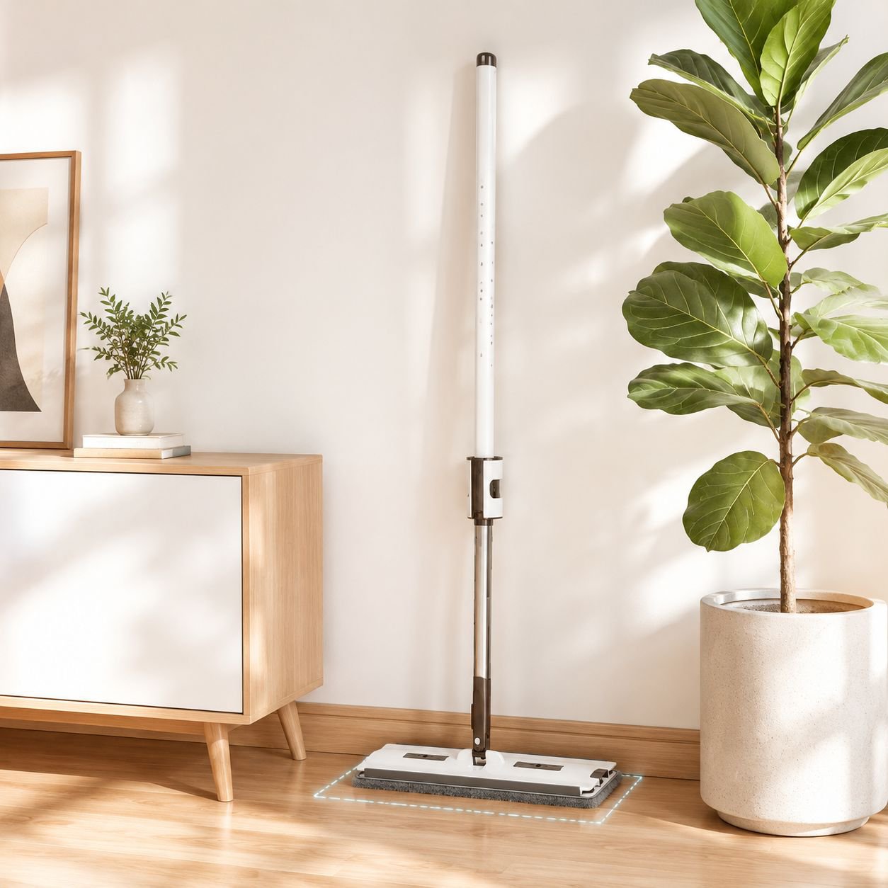 Easy assembly of anti-bacteria hands-free flat mop
