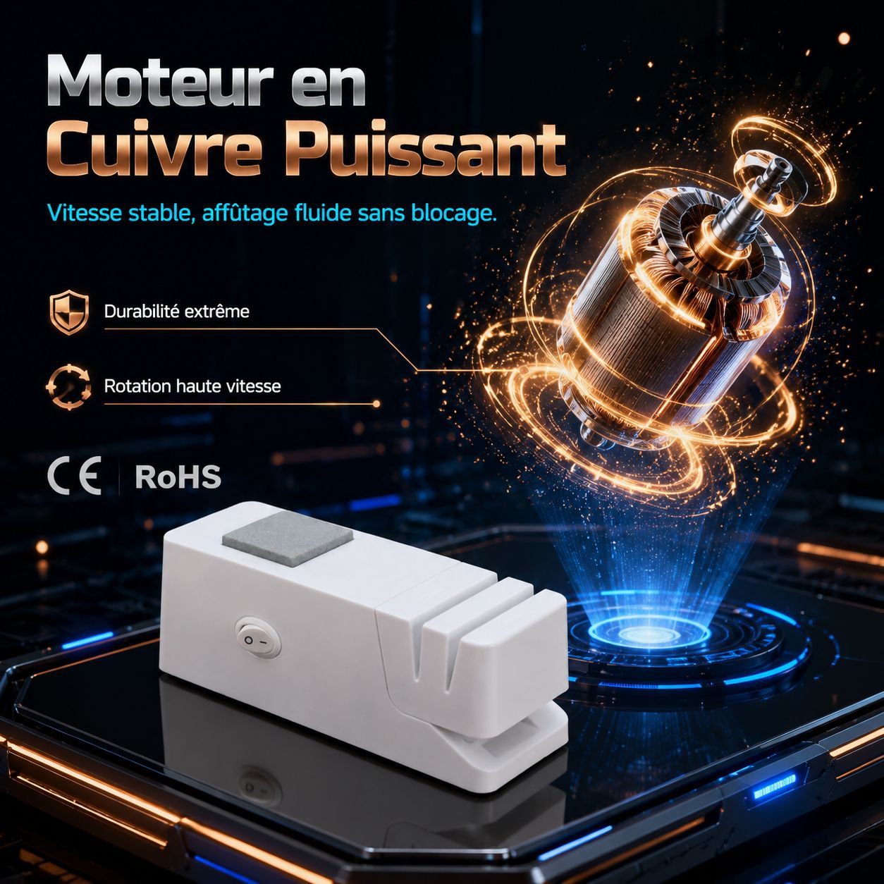 Affûteur électrique automatique pour couteaux et ciseaux de cuisine, usage domestique