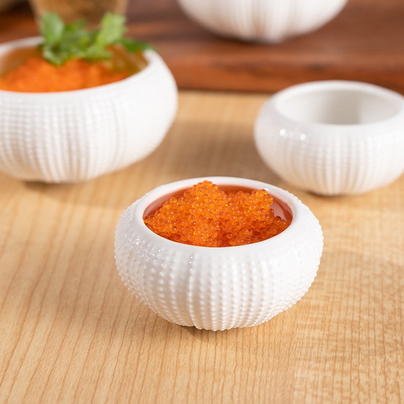 Ceramic sea urchin cup shaped dish