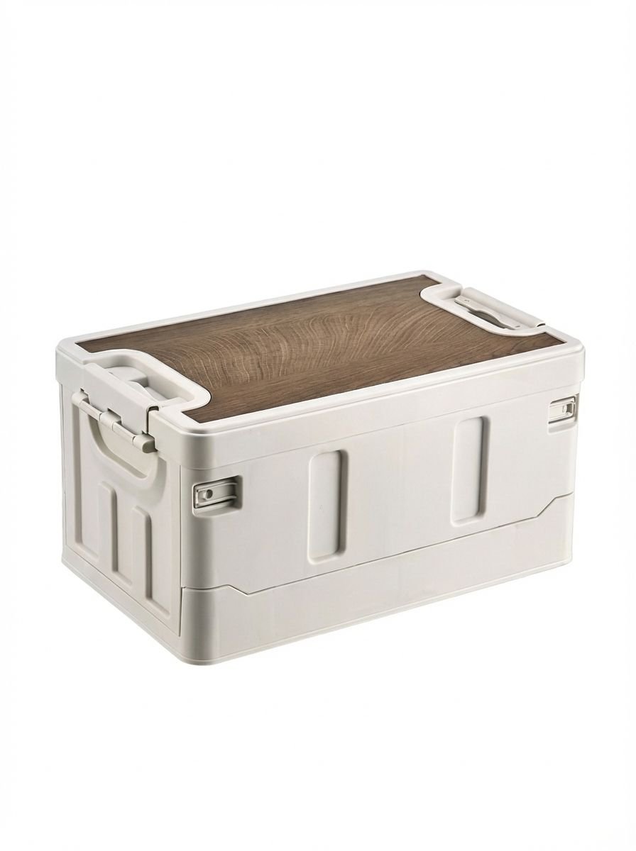 Składane pudełko do przechowywania z drewnianą pokrywą