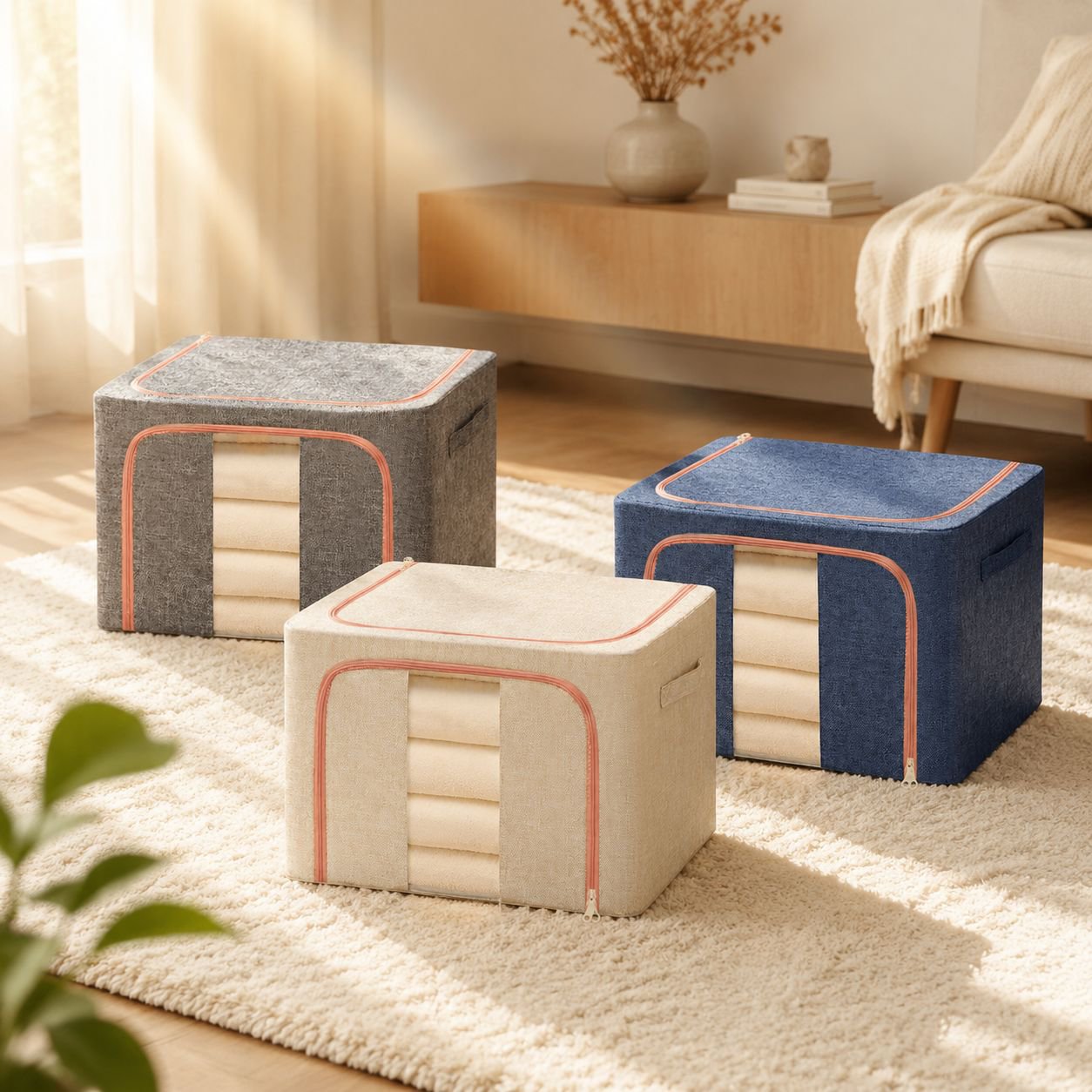 Rangement domestique écologique en coton et lin