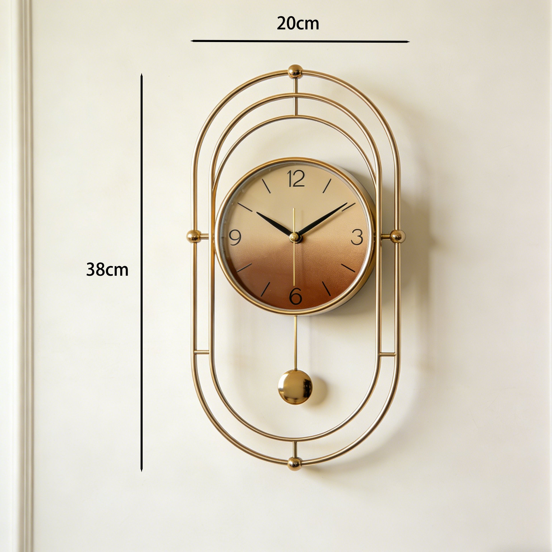 Elegant oval wall clock with gold frame for home decor