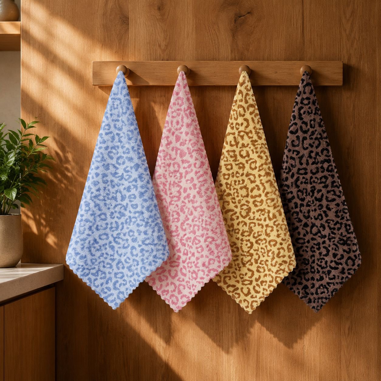 Trapo doméstico con diseño de leopardo, alta absorción y sin pelusa, apto para baño y cocina