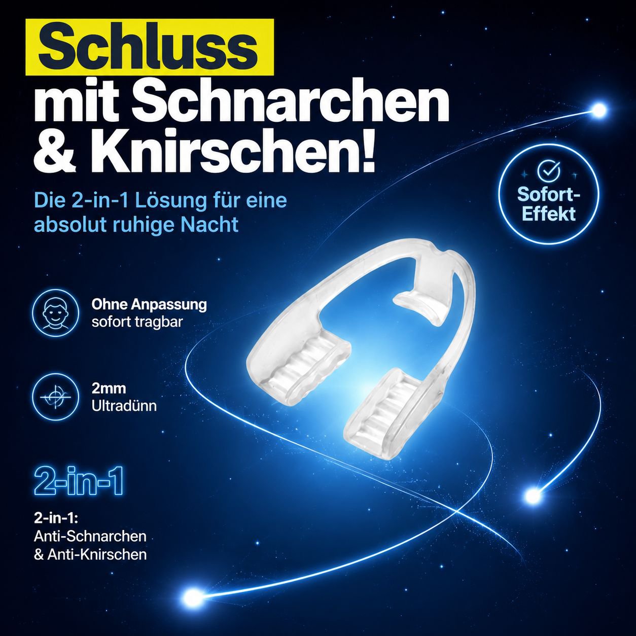Nachtschutz gegen Zähneknirschen, Anti-Schnarch-Mundschutz für die Nacht