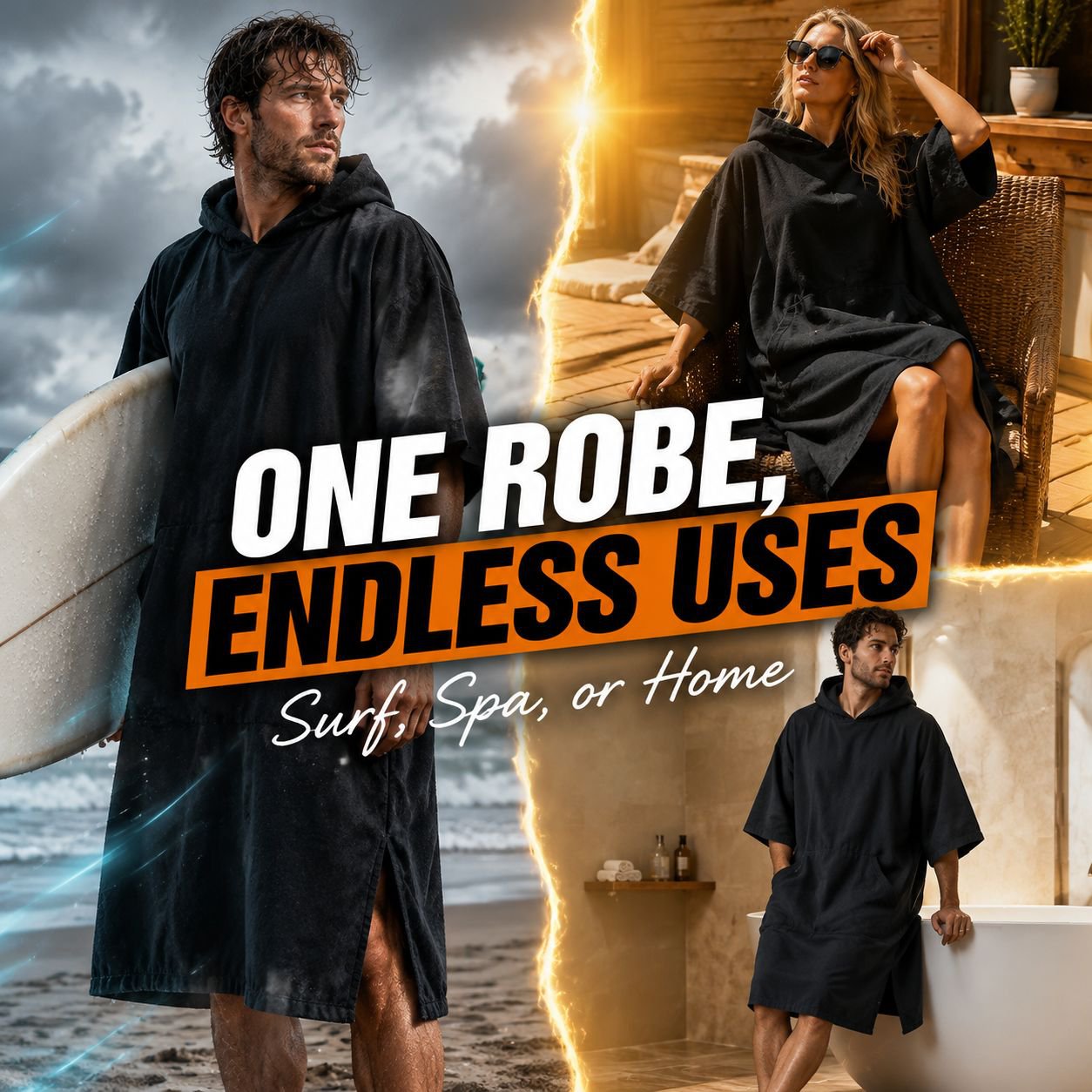 Lightweight Black Beach Cloak for Spring and Autumn