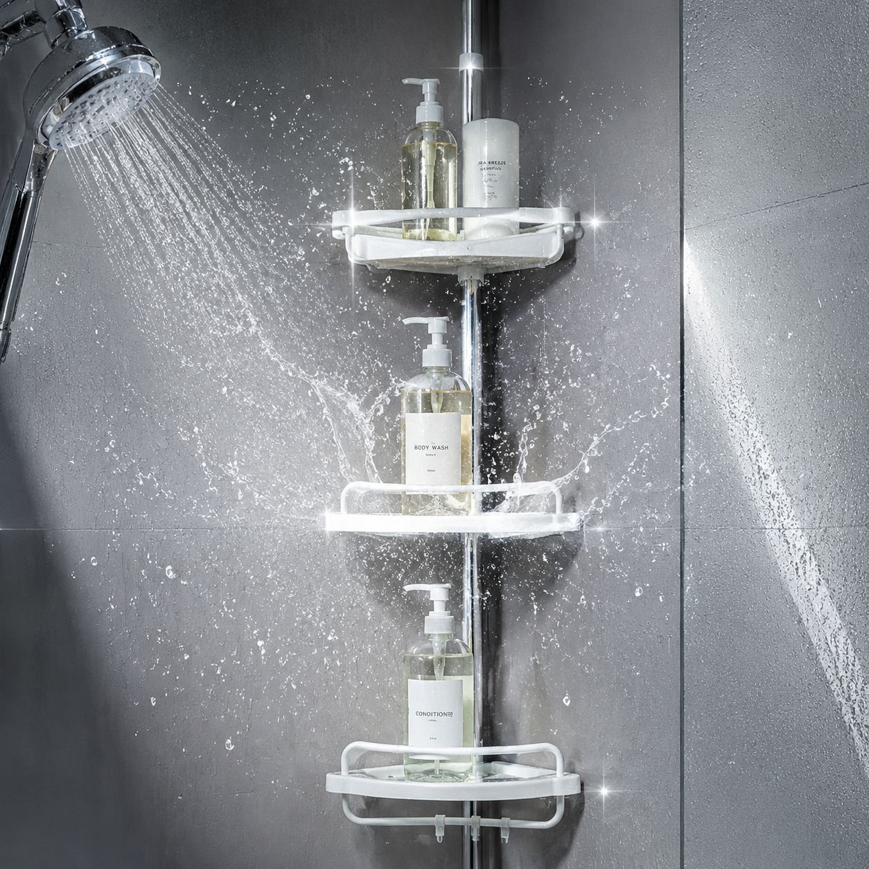 Edelstahl-Badezimmer-Eckregal mit mehreren Ebenen