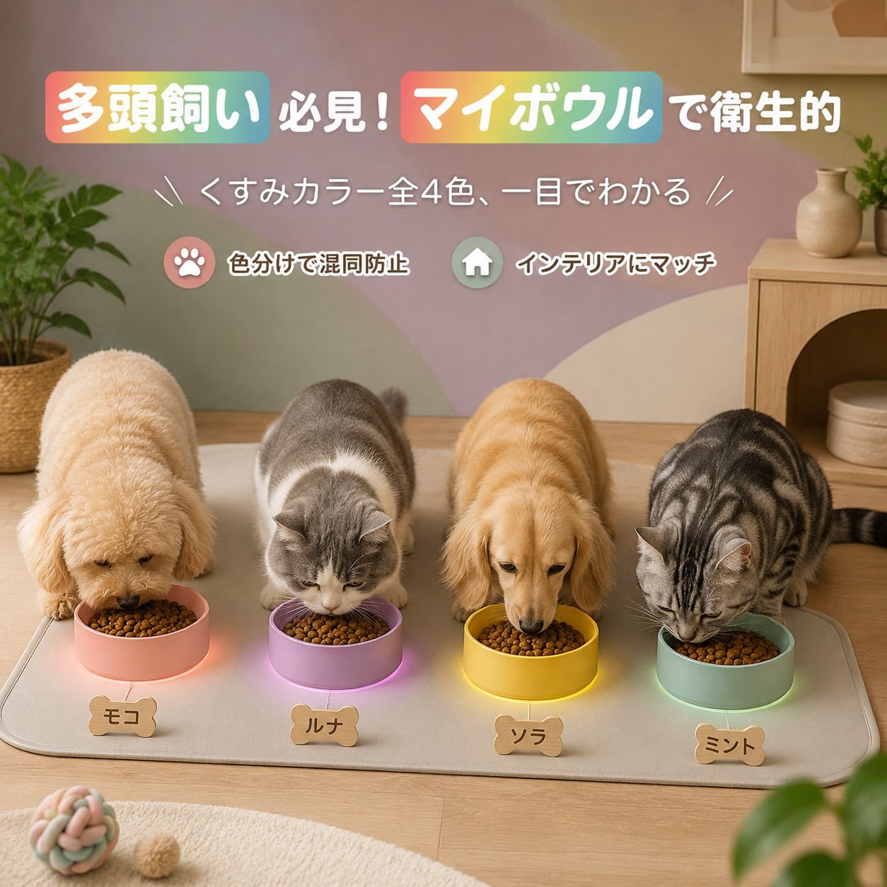 ペット犬専用大容量プラスチックボウル、漫画デザイン給水器