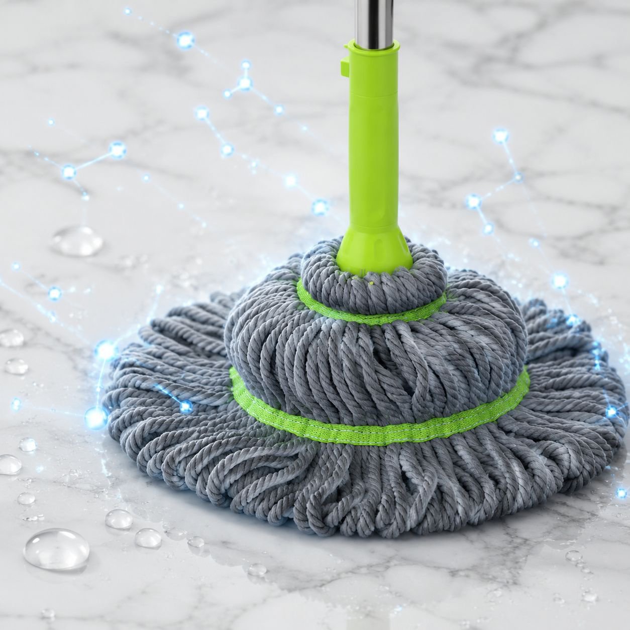 Detailansicht des Mikrofaser Mop-Ersatzkopfs mit hoher Wasseraufnahme