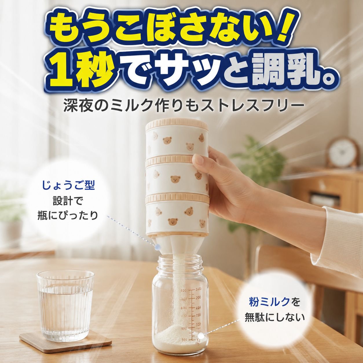 かわいいクマ 3層ミルクパウダー ベビー持ち運び収納ボックス