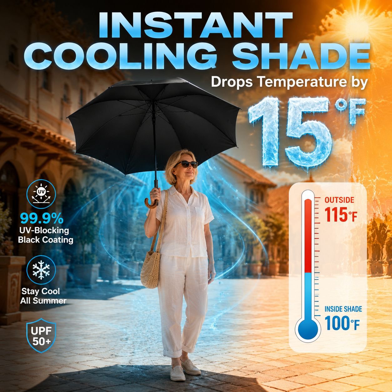 Heat-Insulated Sun-Shading Elderly Walking Stick Umbrella