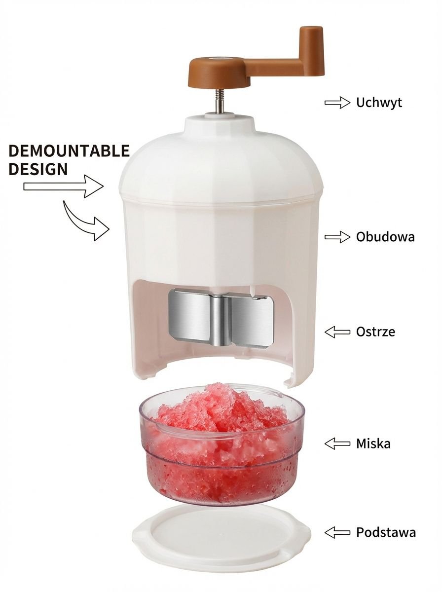 Kruszarka do lodu z ergonomiczną rączką