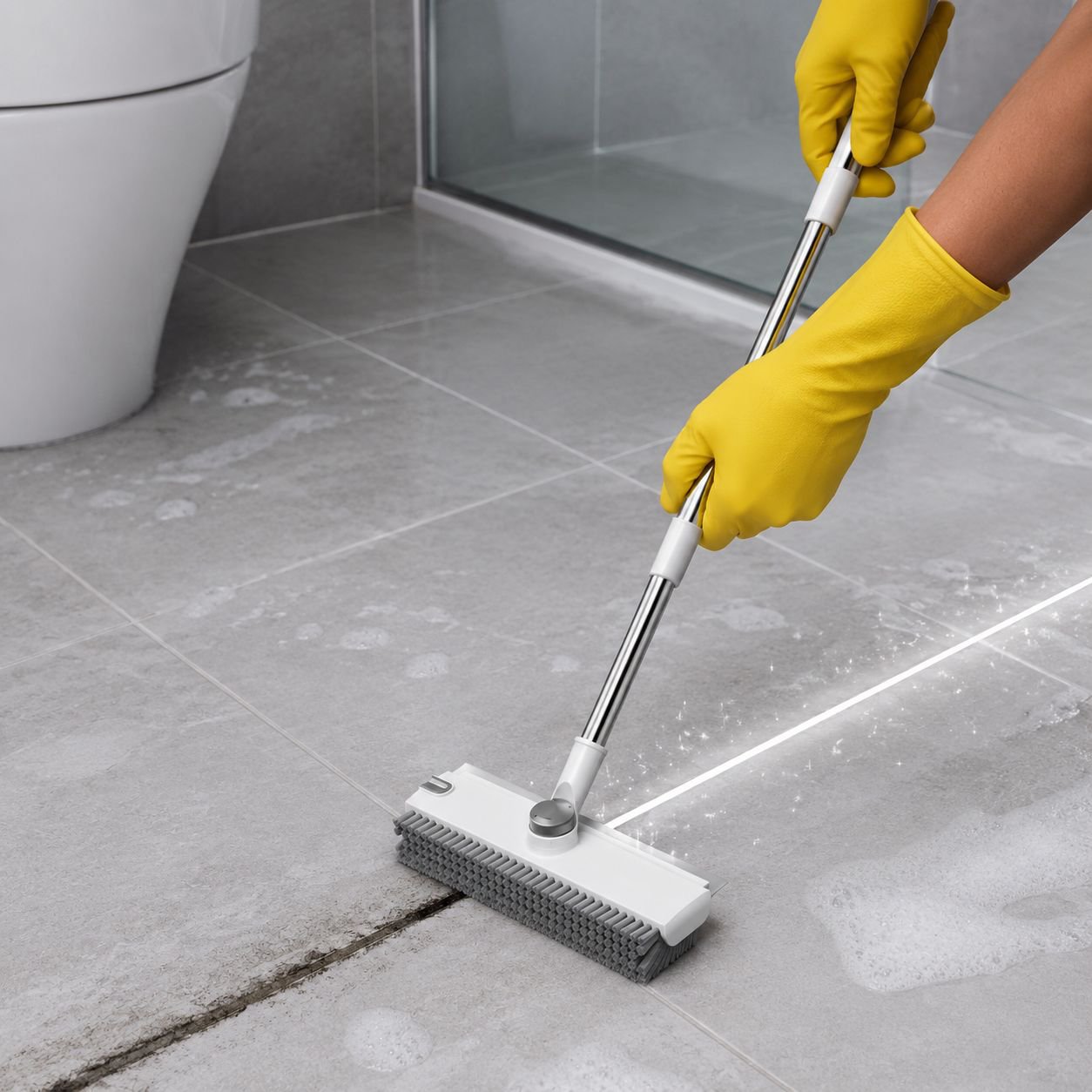 360-Degree Rotating V-Shaped Floor Brush, Bathroom Tile Grout Brush, Stiff Bristle Floor Brush