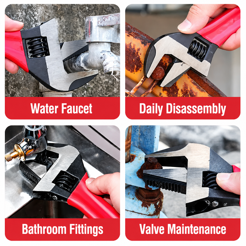JMY-All-Steel Extra-Large Opening Short Handle Adjustable Wrench