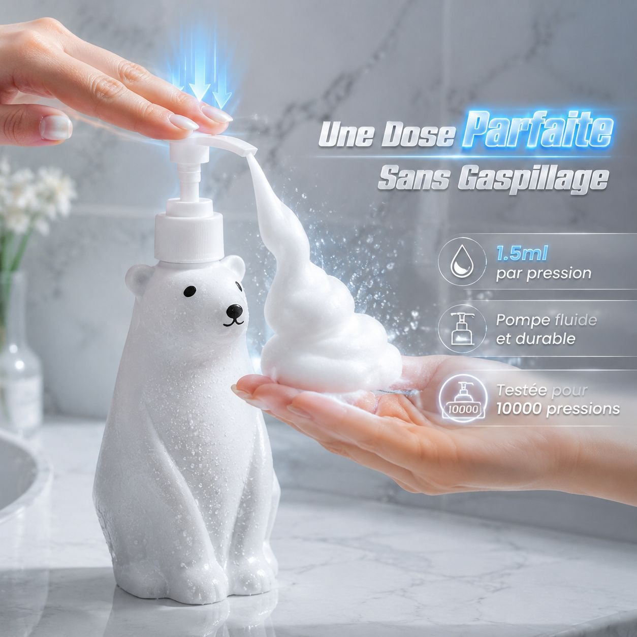 Bouteille pompe multifonction mignonne ours polaire