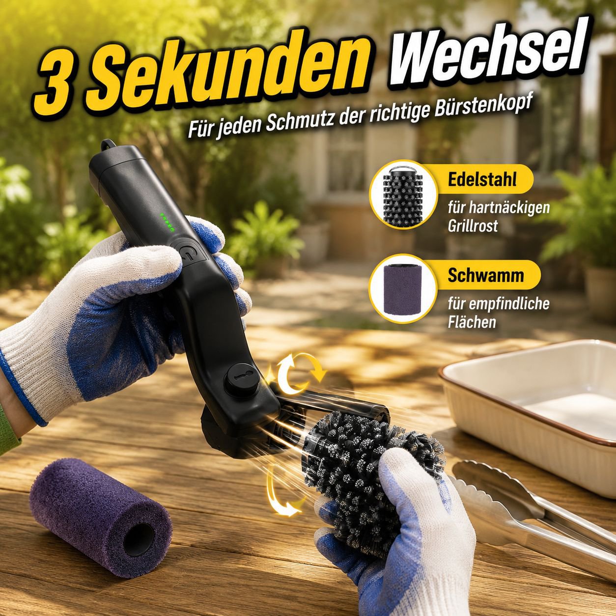 Effiziente elektrische Grillreinigungsbürste für Ölflecken