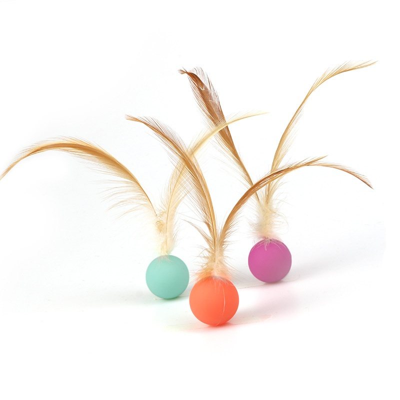 Interactive Feather Bouncing Ball for Cats